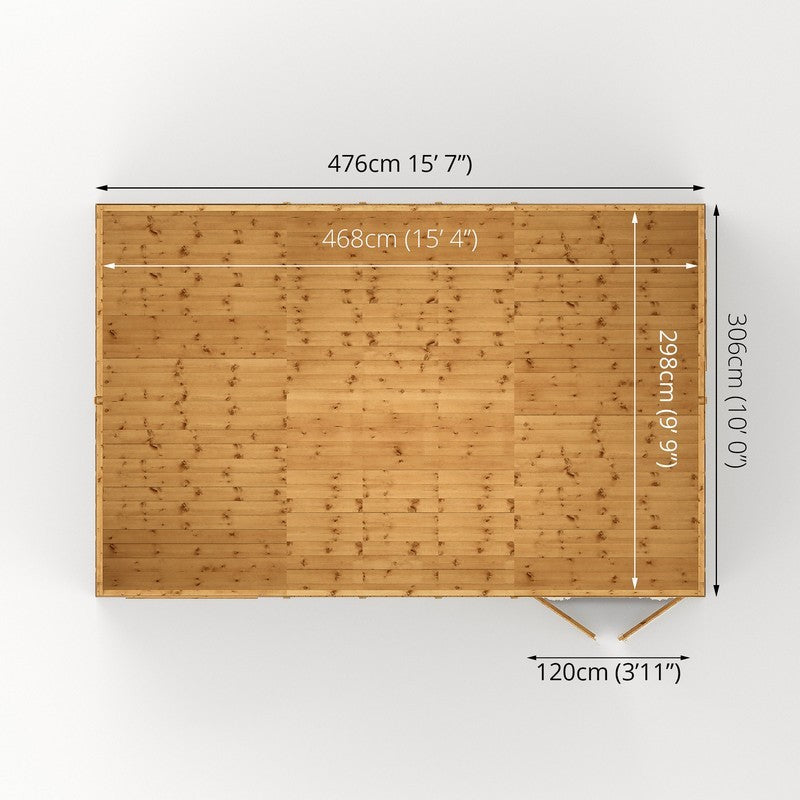 Mercia Premier 15' 7" x 10' Reverse Apex Workshop - Premium Pressure Treated Shiplap