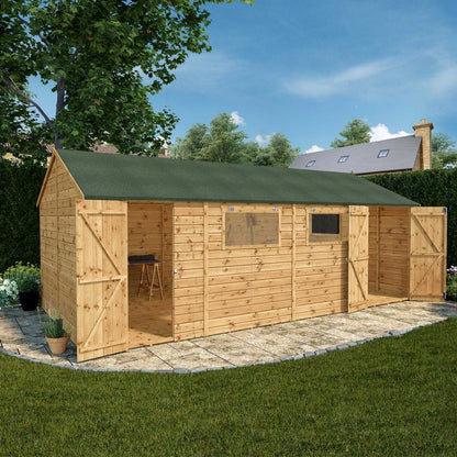 Mercia Premier 19' 6" x 10' Reverse Apex Workshop - Premium Pressure Treated Shiplap