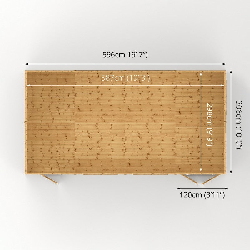 Mercia Premier 19' 6" x 10' Reverse Apex Workshop - Premium Pressure Treated Shiplap