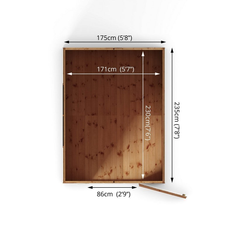 Mercia 5' 8" x 7' 8" Apex Shed - Premium Pressure Treated Shiplap