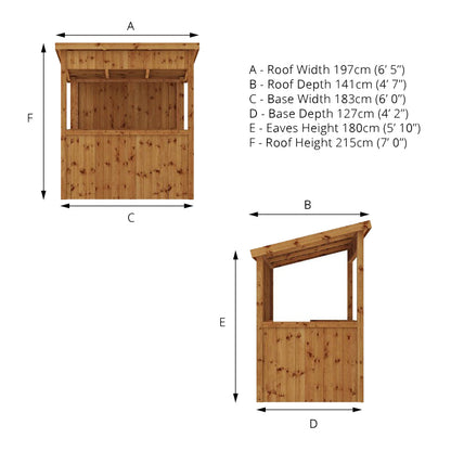 Mercia 6' 5" x 4' 7" Pent Garden Bar - Premium Pressure Treated Tongue & Groove