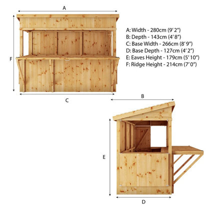 Mercia Premier 4' 8" x 9' 2" Pent Garden Bar - Classic Pressure Treated Tongue & Groove