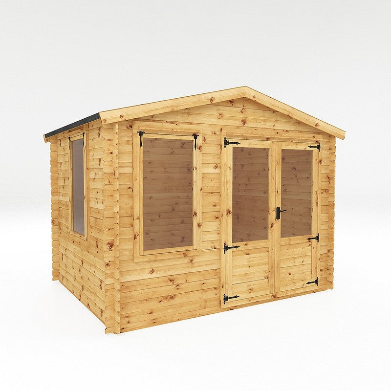 Mercia 11' 2" x 8' 7" Apex Log Cabin - Premium  Cladding Log Clad