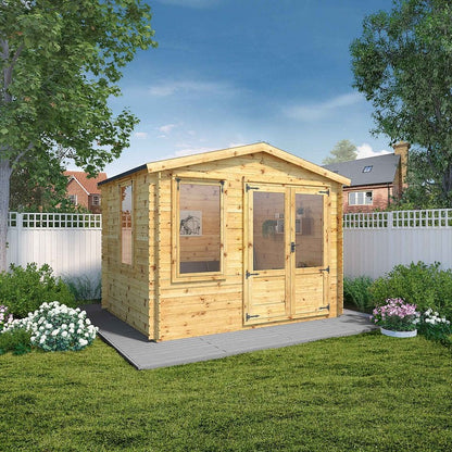 Mercia 11' 2" x 8' 7" Apex Log Cabin - Premium  Cladding Log Clad