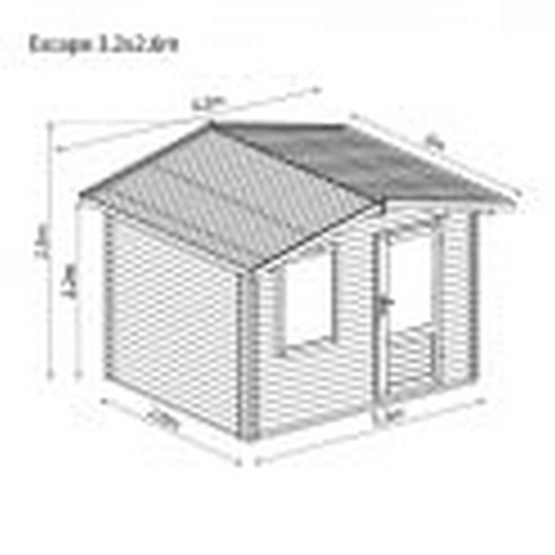 Mercia 11' 2" x 8' 7" Apex Log Cabin - Premium  Cladding Log Clad