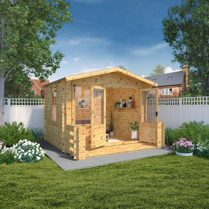 Mercia 11' 2" x 11' 2" Apex Log Cabin - Premium 19mm Cladding Log Clad