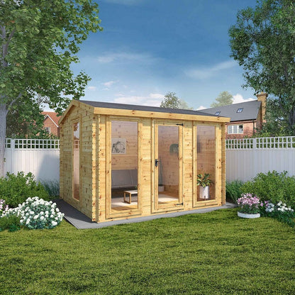 Mercia 11' 6" x 10' 3" Apex Log Cabin - Premium 19mm Cladding Log Clad