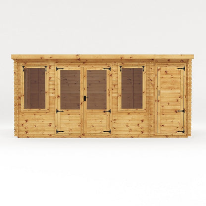 Mercia 16' 9" x 9' 11" Pent Log Cabin - Premium 19mm Cladding Log Clad