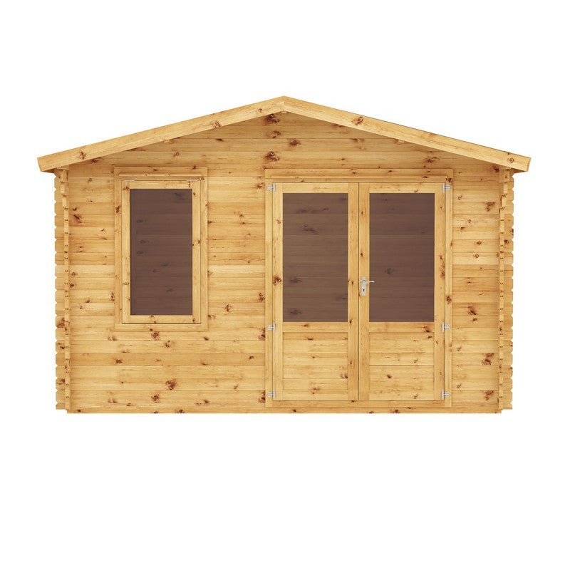 Mercia 13' 6" x 11' 3" Apex Log Cabin - Premium 28mm Cladding Log Clad