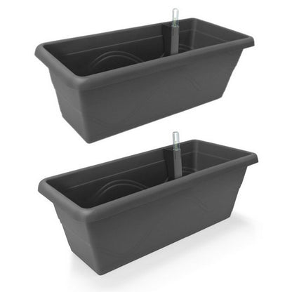 Gardenico Self-Watering Planter For Balconies 40cm - Anthracite - Twin Pack