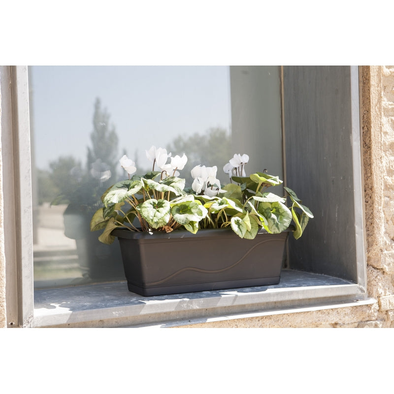 Gardenico Self-Watering Planter For Balconies 40cm - Anthracite - Triple Pack