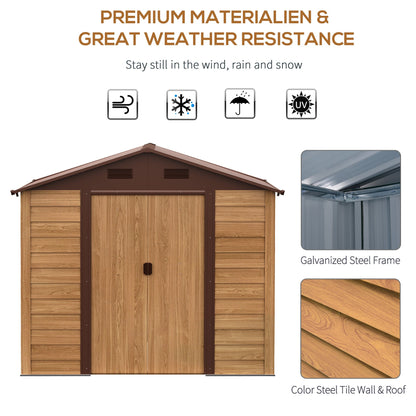 Moderna 7.7 x 64' Double Door Apex Garden Shed With Ventilation Steel & Polypropylene Light Brown by Steadfast