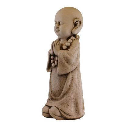 Praying Monk Statue Polyresin with Stone Pattern - 54cm