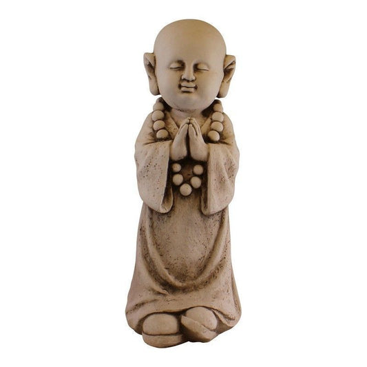 Praying Monk Statue Polyresin with Stone Pattern - 54cm