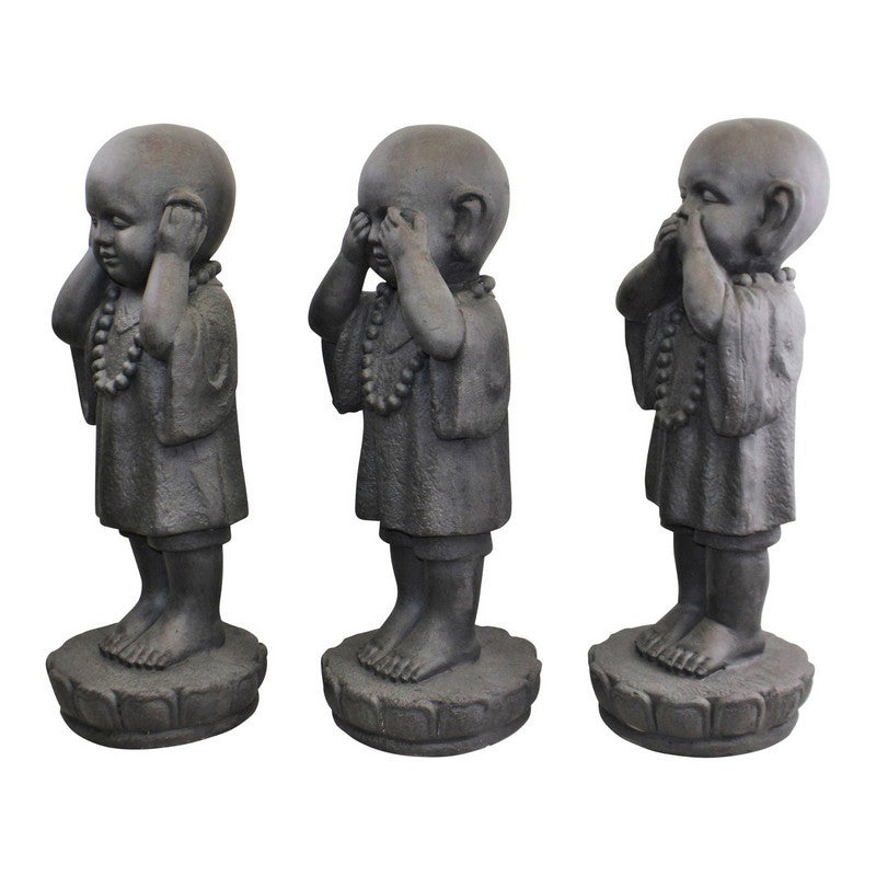 See No Evil, Hear No Evil Monks Statue Polyresin with Stone Pattern - 55cm