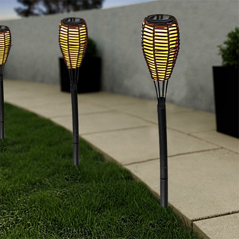 Rattan Effect Torch Stake Garden Solar Light by Callow