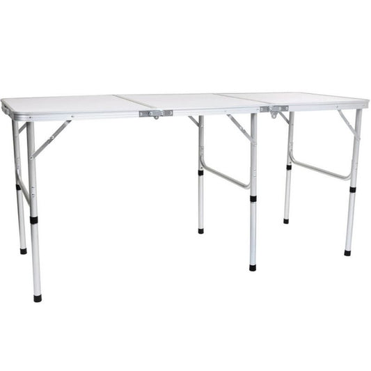 Wensum Folding Lightweight Camping Triple Picnic Table L150cm - White