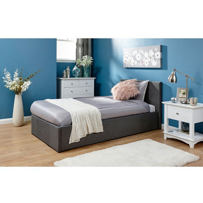 Winston Single Ottoman Bed Fabric Grey 3 x 7ft