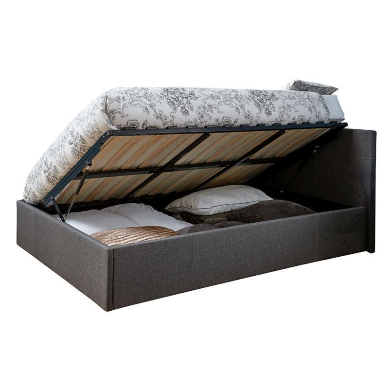 Winston Small Double Ottoman Bed Grey 4 x 7ft