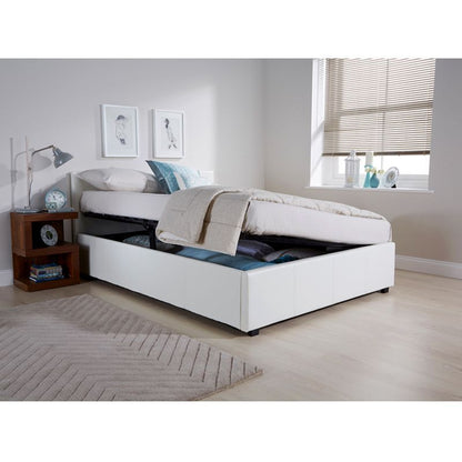 Winston King Size Ottoman Bed Faux Leather White 5 x 7ft