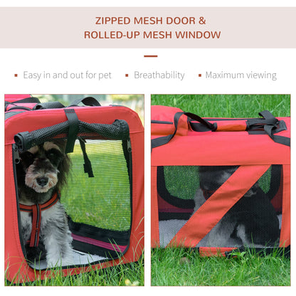 PawHut Small Pets PVC Oxford Cloth Travel Carrier w/ Mesh Windows Red