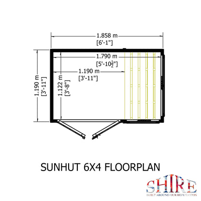 Shire Sun Hut 3' 10" x 6' 1" Apex Potting Shed - Classic Coated Shiplap