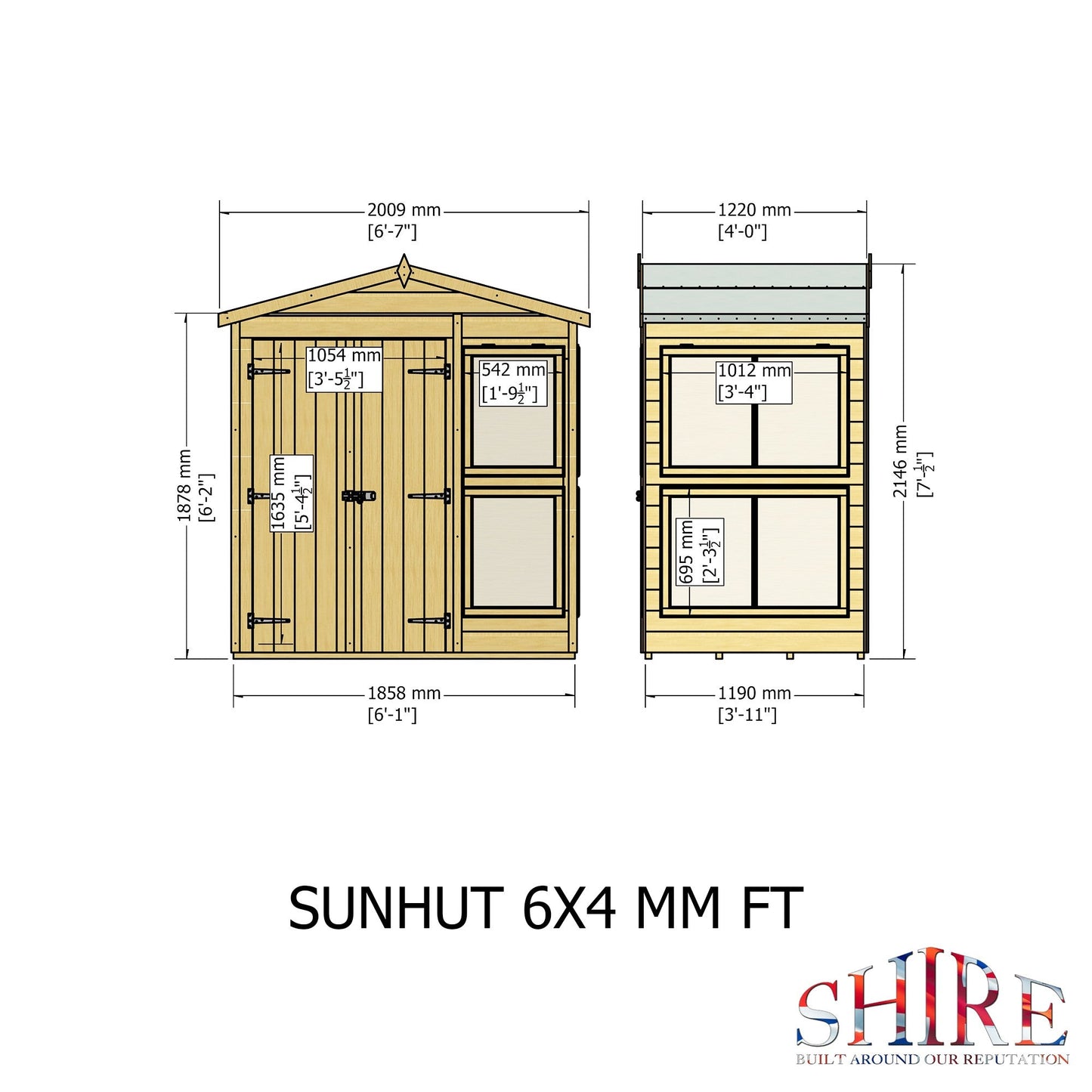 Shire Sun Hut 3' 10" x 6' 1" Apex Potting Shed - Classic Coated Shiplap