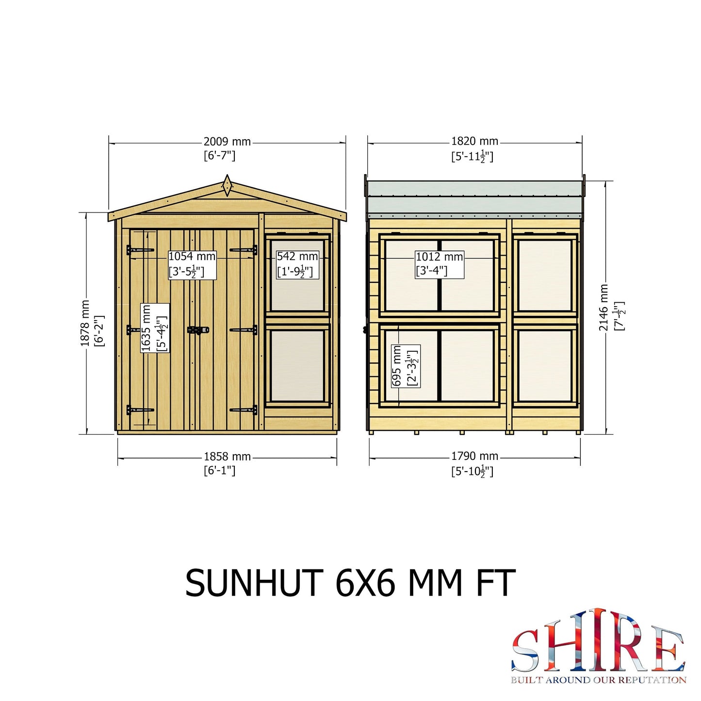 Shire Sun Hut 5' 10" x 6' 1" Apex Potting Shed - Classic Coated Shiplap