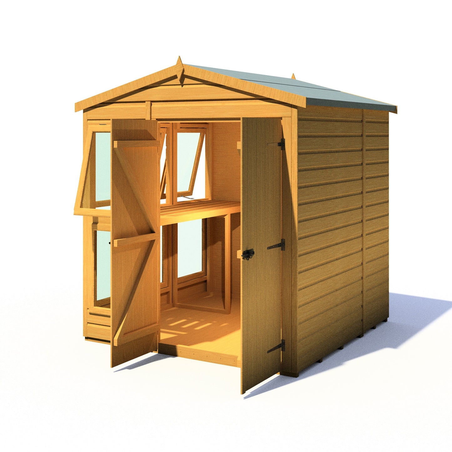 Shire Sun Hut 5' 10" x 6' 1" Apex Potting Shed - Classic Coated Shiplap