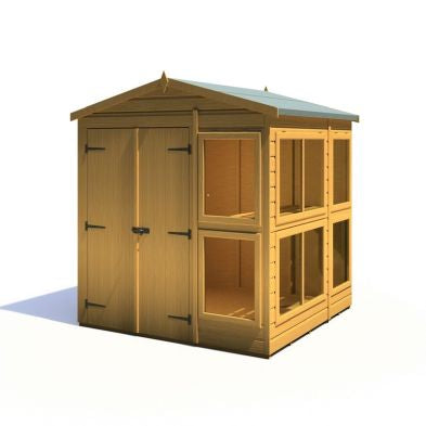 Shire Sun Hut 5' 10" x 6' 1" Apex Potting Shed - Classic Coated Shiplap