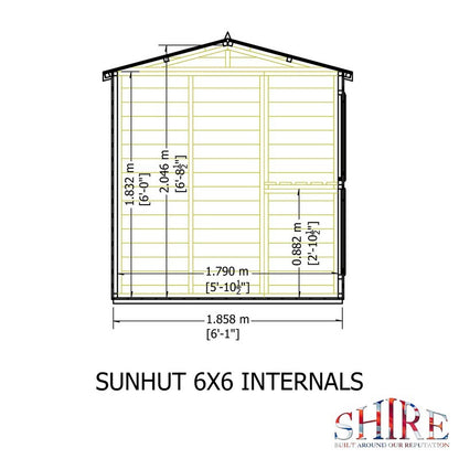 Shire Sun Hut 5' 10" x 6' 1" Apex Potting Shed - Classic Coated Shiplap