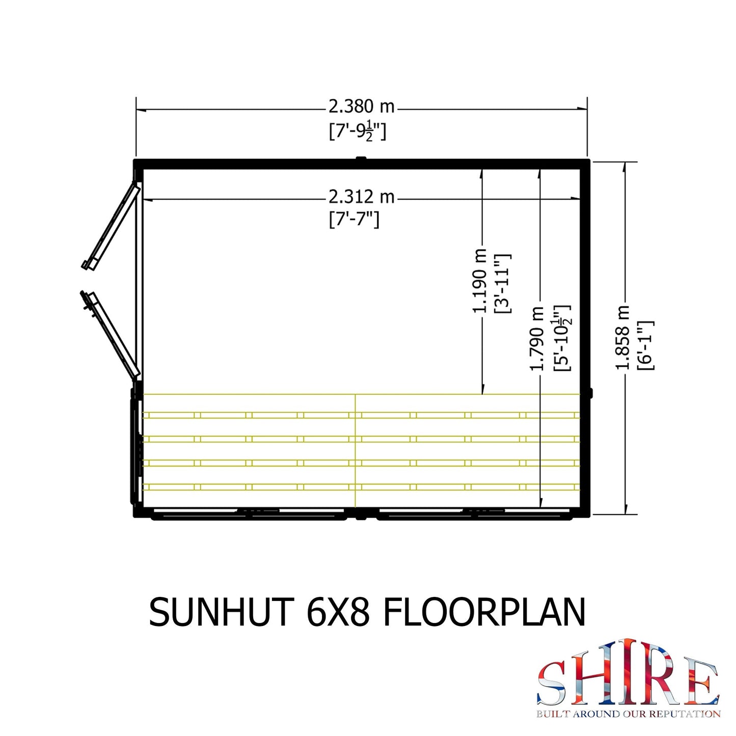 Shire Sun Hut 7' 9" x 6' 1" Apex Potting Shed - Classic Coated Shiplap