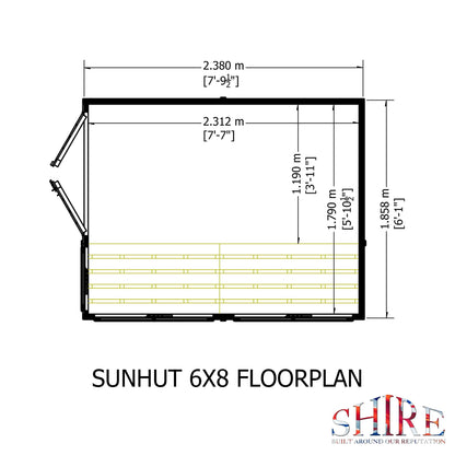 Shire Sun Hut 7' 9" x 6' 1" Apex Potting Shed - Classic Coated Shiplap