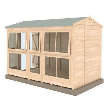 Shire Sun Hut 9' 9" x 6' 1" Apex Potting Shed - Premium Coated Shiplap