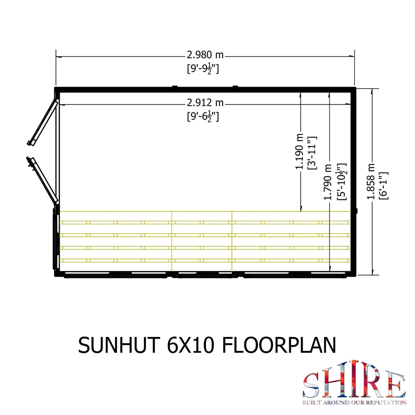 Shire Sun Hut 9' 9" x 6' 1" Apex Potting Shed - Premium Coated Shiplap