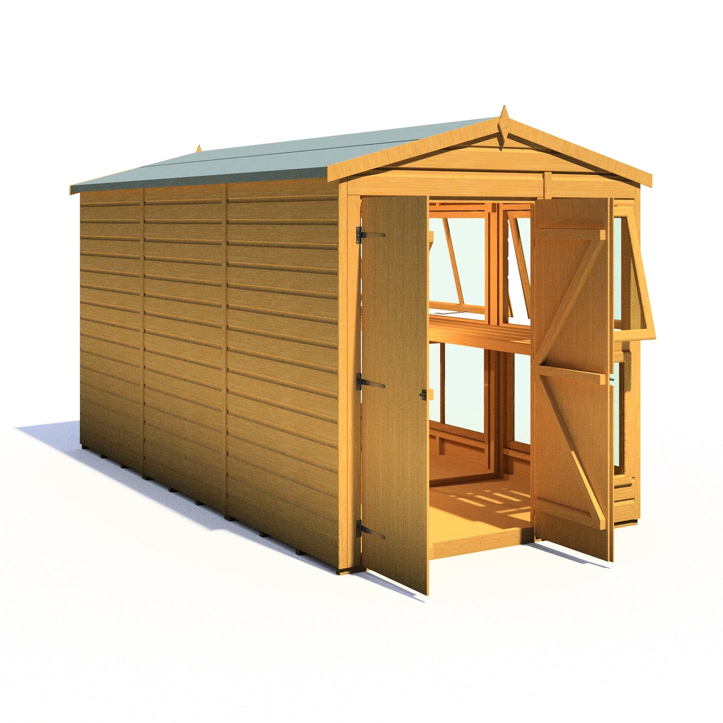 Shire Sun Hut 11' 8" x 6' 1" Apex Potting Shed - Premium Coated Shiplap