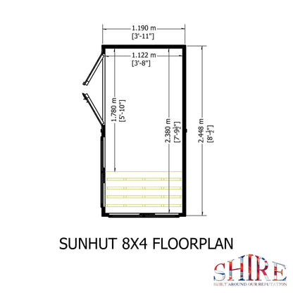 Shire Sun Hut 3' 10" x 8' Apex Potting Shed - Classic Coated Shiplap