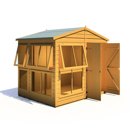 Shire Sun Hut 5' 10" x 8' Apex Potting Shed - Classic Coated Shiplap