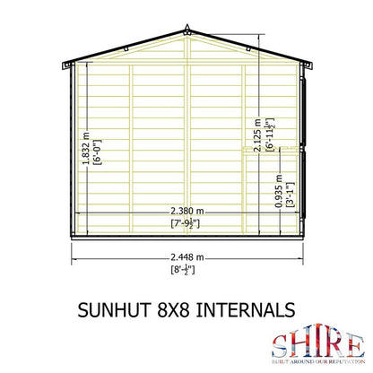 Shire Sun Hut 7' 9" x 8' Apex Potting Shed - Classic Coated Shiplap