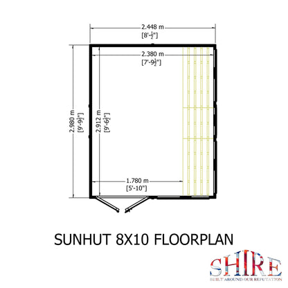 Shire Sun Hut 9' 9" x 8' Apex Potting Shed - Premium Coated Shiplap