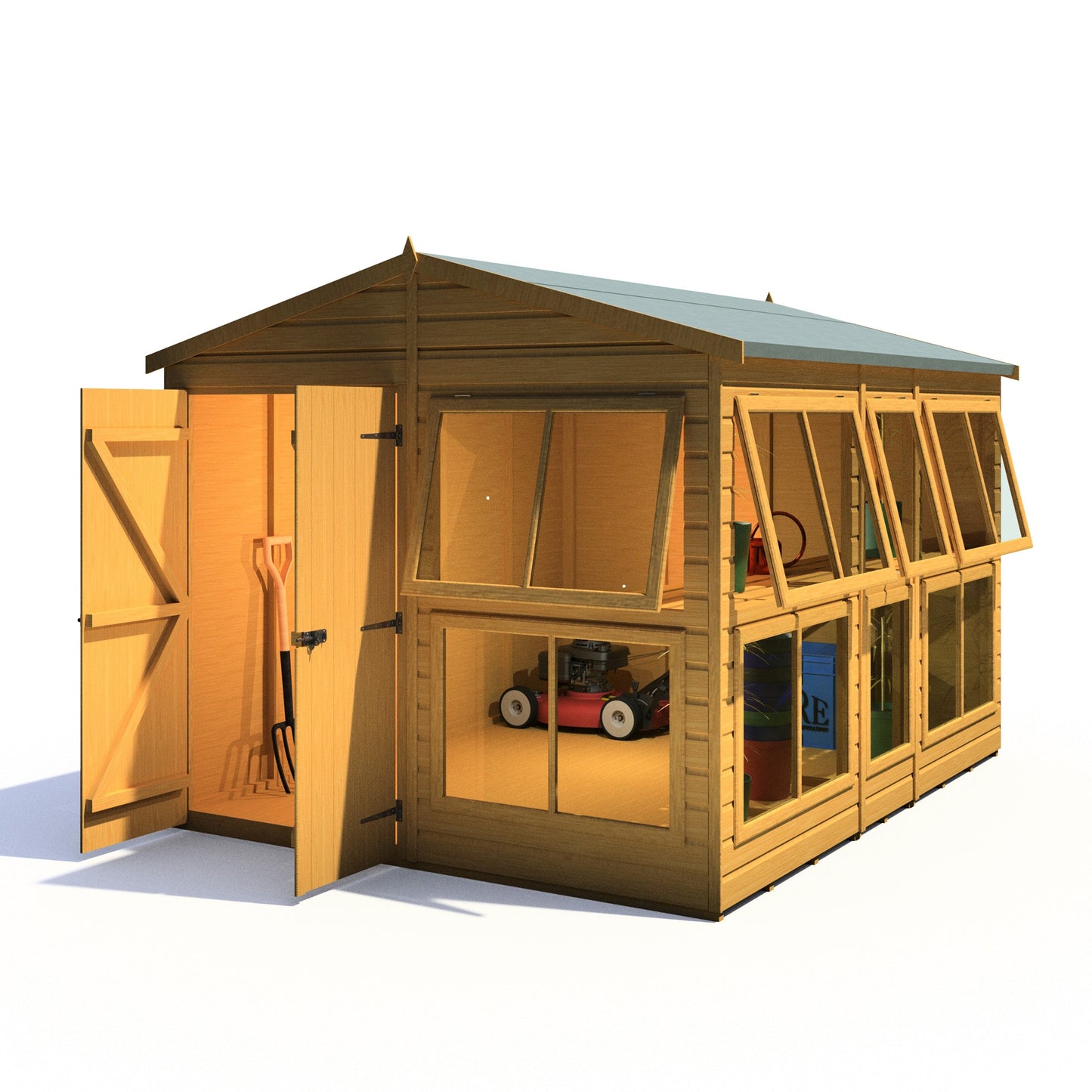 Shire Sun Hut 9' 9" x 8' Apex Potting Shed - Premium Coated Shiplap