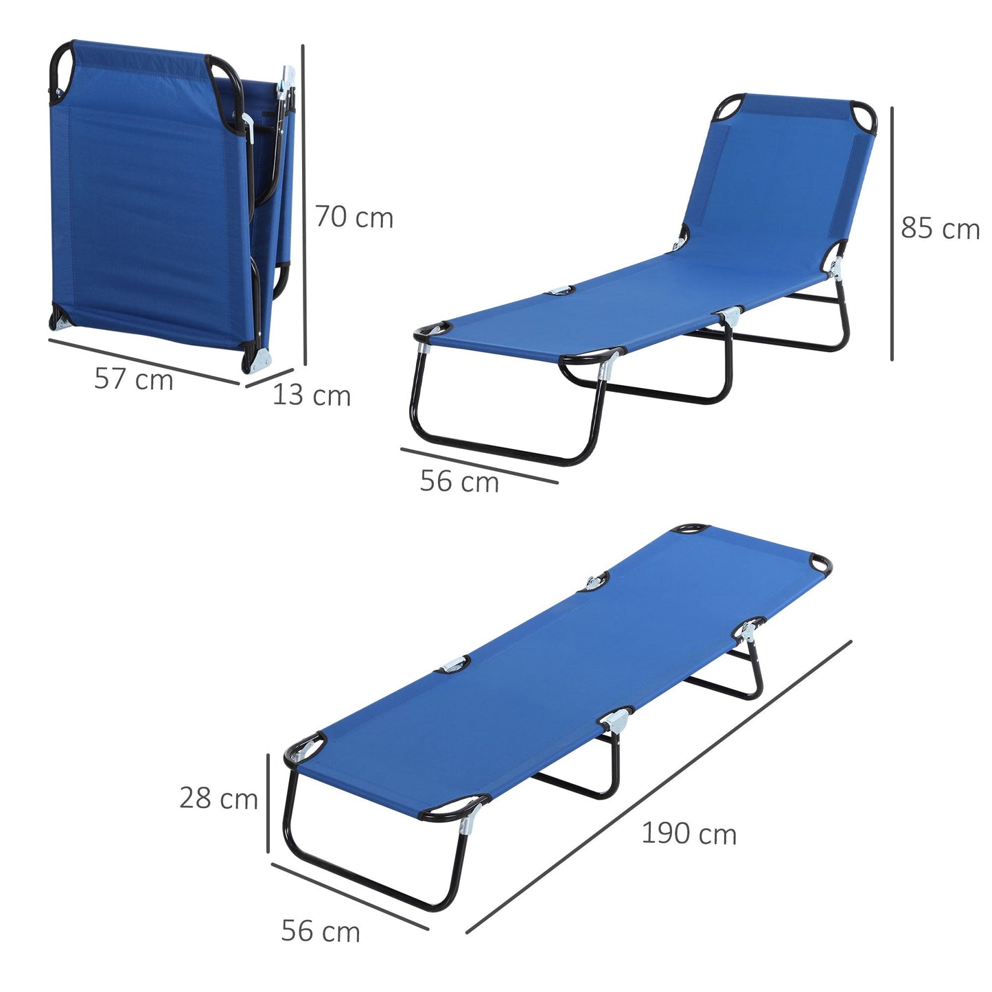 Portable Folding Sun Lounger With 5-Position Adjustable Backrest Relaxer Recliner with Lightweight Frame Great for Pool or Sun Bathing Blue