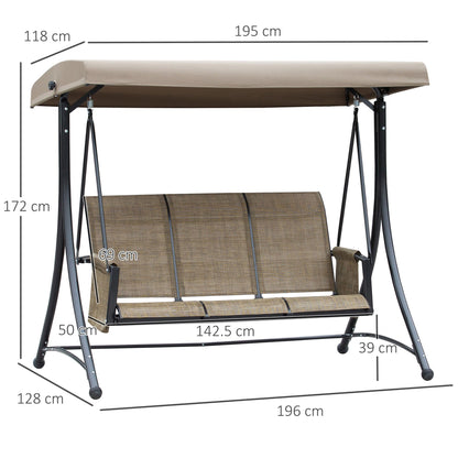 3 Seater Garden Swing Seat Outdoor Swing Chair with High Back Design