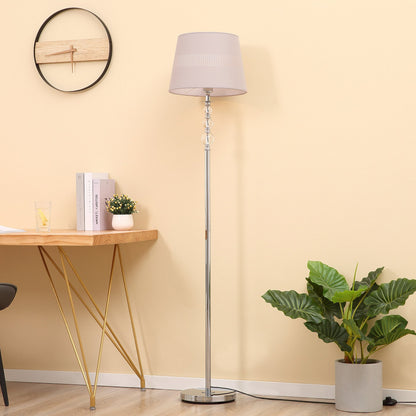 Homcom Modern Floor Lamp With Fabric Shade And Chrome Base Elegant Decoration For Study