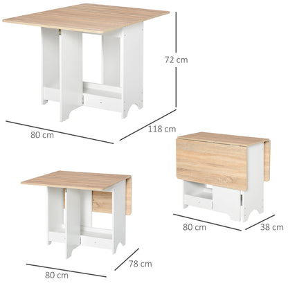 Foldable Dining Table Drop-Leaf Folding Desk Side Console with Storage Shelf for Kitchen