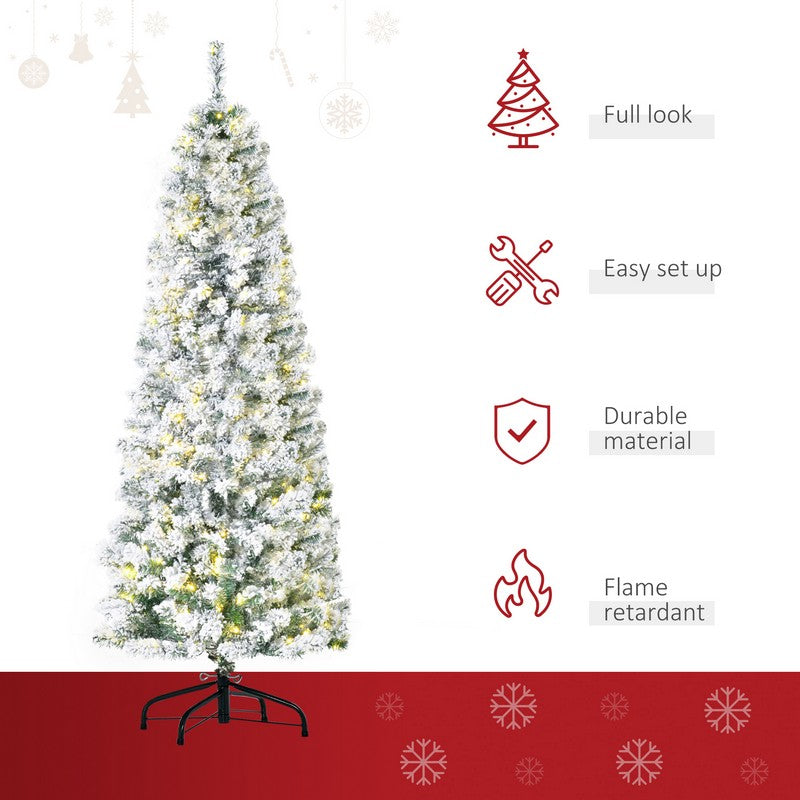 5ft Prelit Christmas Tree Artificial - White Frosted Green with LED Lights Warm White 348 Tips