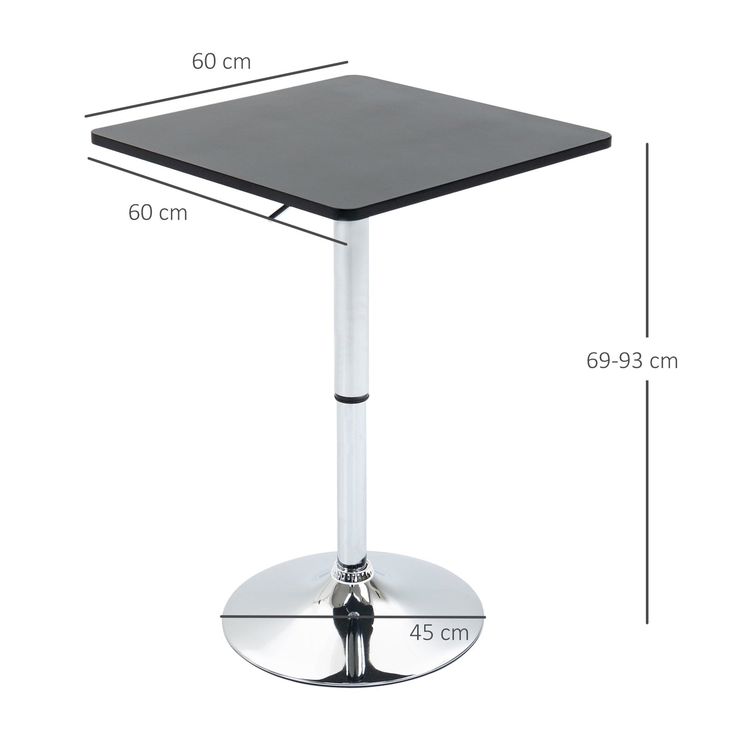 Homcom Modern Height Adjustable Counter Bar Table with 360 Swivel Tabletop and Electroplating Metal Base