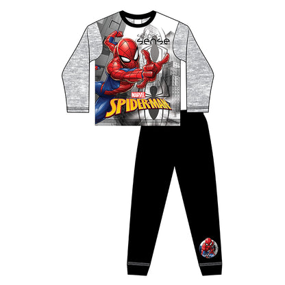 Boys Spiderman Pyjama Set Light Grey And Black - Age 3-4