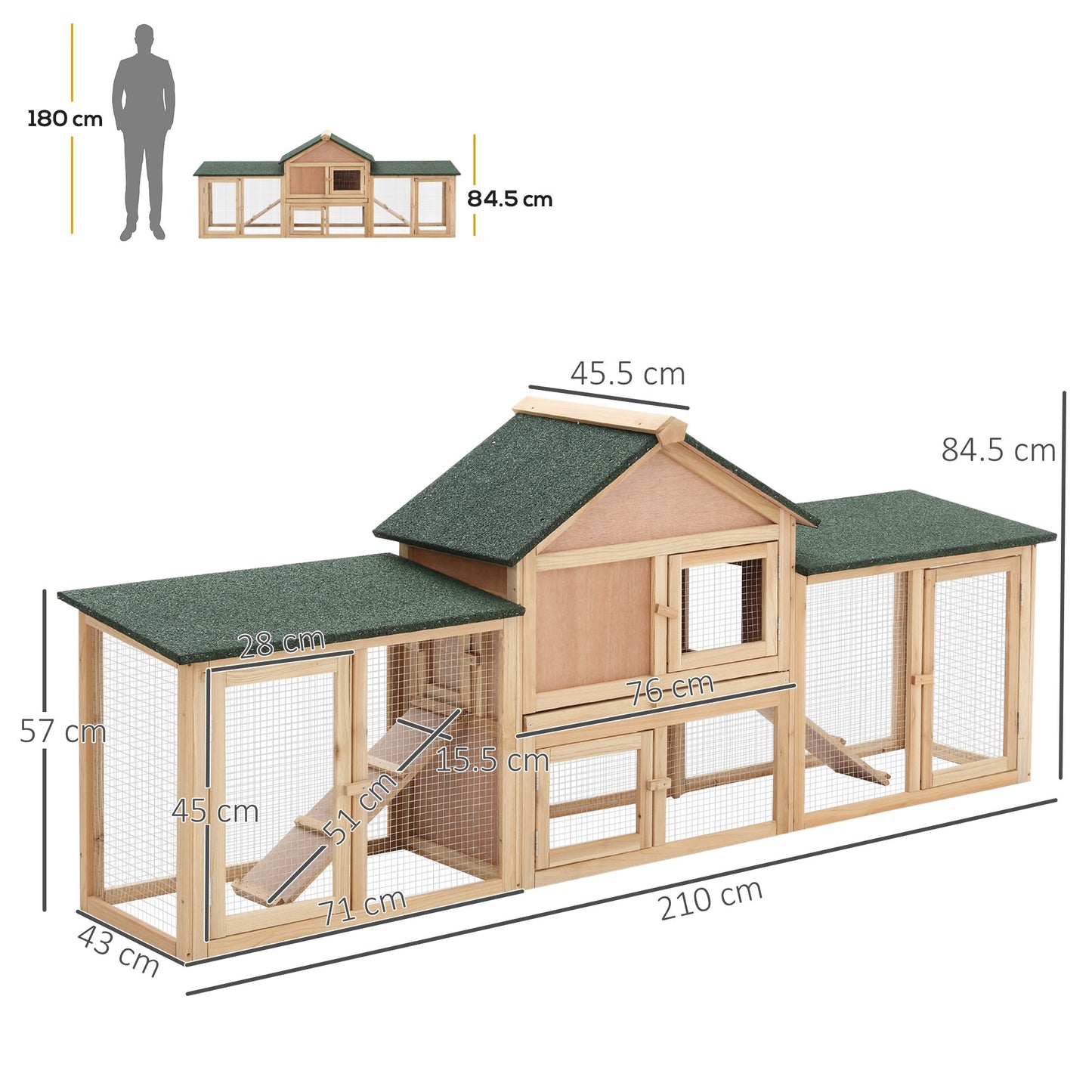 PawHut Deluxe Rabbit Hutch Outdoor