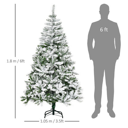 6' Snow Flocked Artificial Christmas Tree Xmas Pine Tree with Realistic Branches